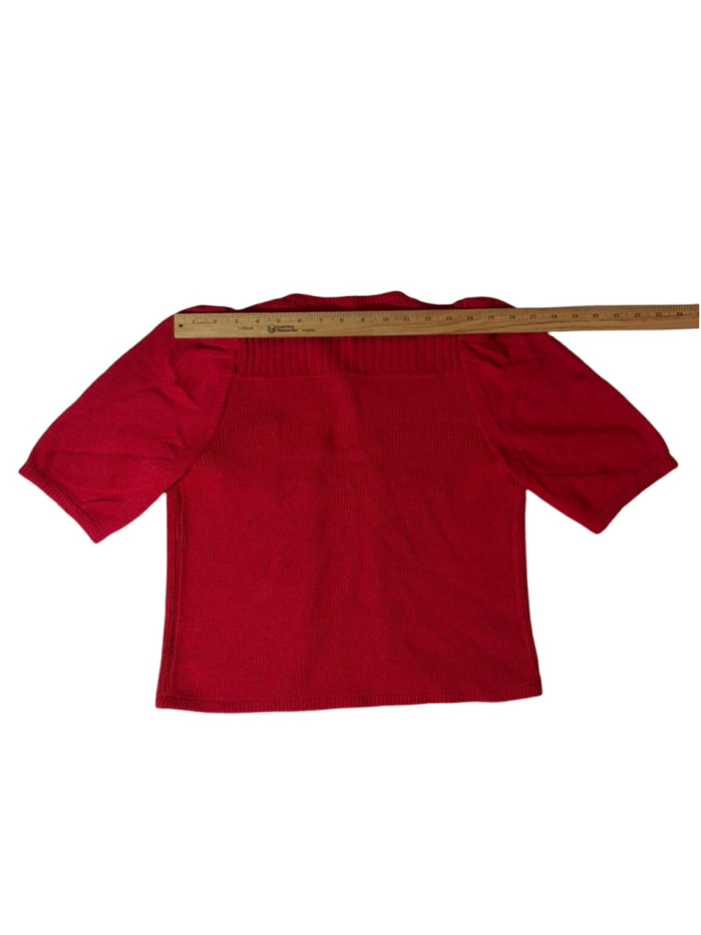 Vintage St. John Neiman Marcus Red Knit Short Sleeve Cardigan Jacket - Picture 6 of 6